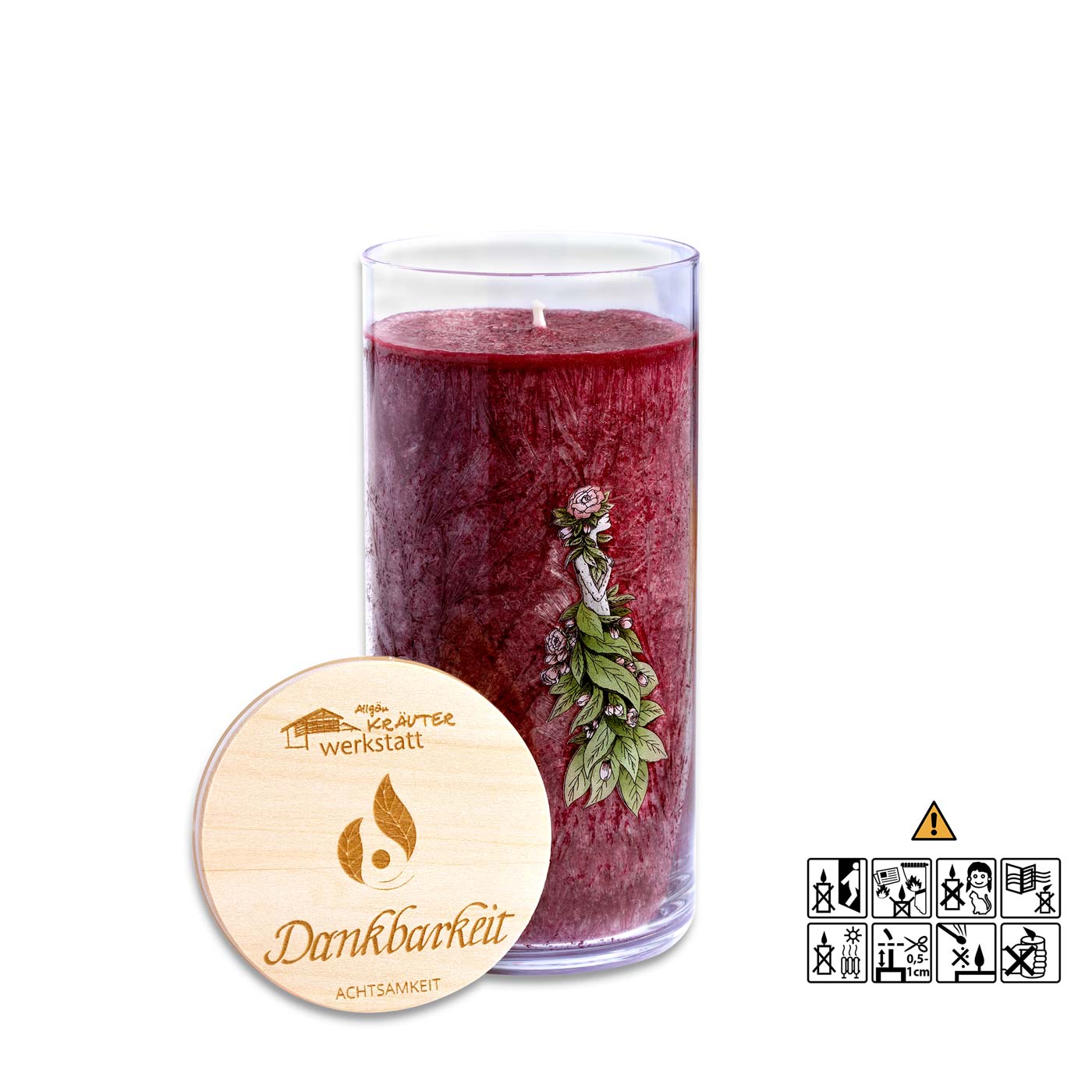 DANKBARKEIT Kerze der Serie Achtsamkeit im Glas mit Motiv